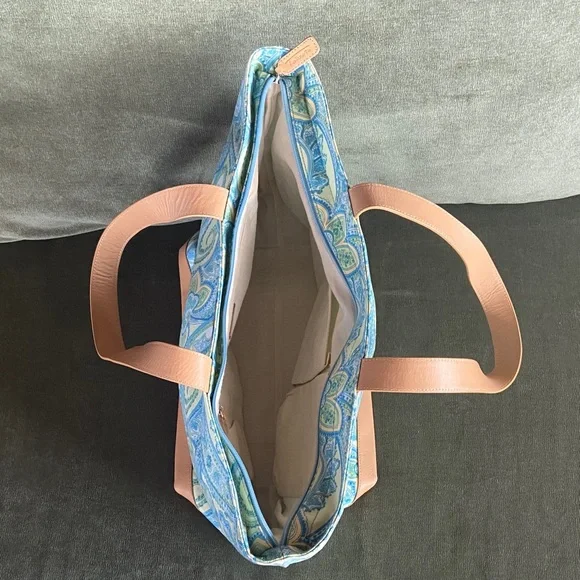 Talbots Paisley Tote with Tan Accents - Picture 2 of 3